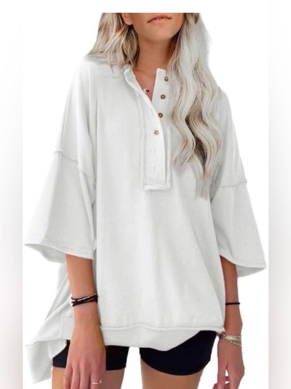 Short Sleeve Tops Oversized Tee Shirt Dressy sz-XL